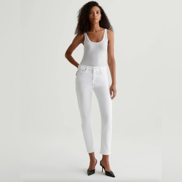 ADRIANO GOLDSCHMIED Sz 28R Ex-Boyfriend Slouchy Slim White Jeans High Waisted - Picture 1 of 11